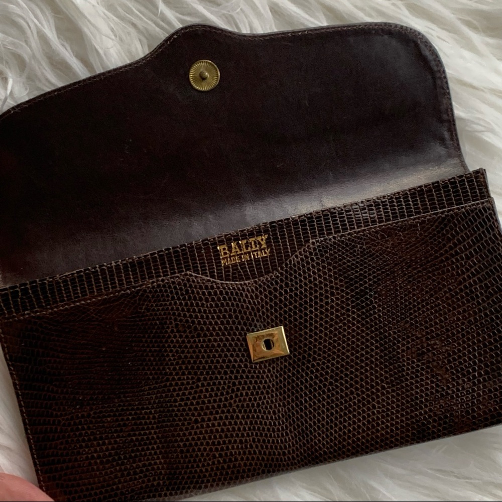 Vintage Bally Genuine Lizard Wallet Chocolate Brown Made in Italy - Picture 13 of 15